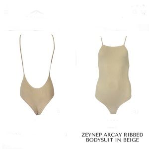 ZEYNEP ARCAY RIBBED BODYSUIT IN BEIGE size US4
